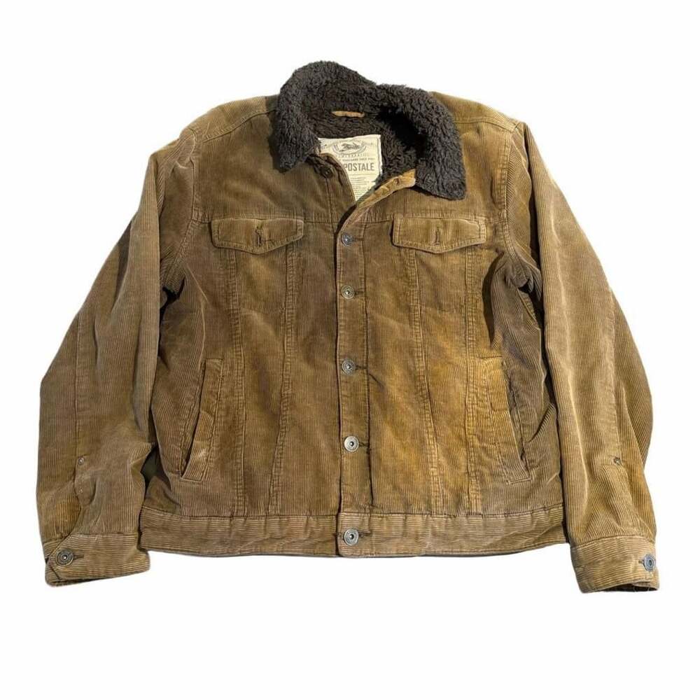 Aeropostale Corduroy Sherpa Trucker Jacket Size L Brown